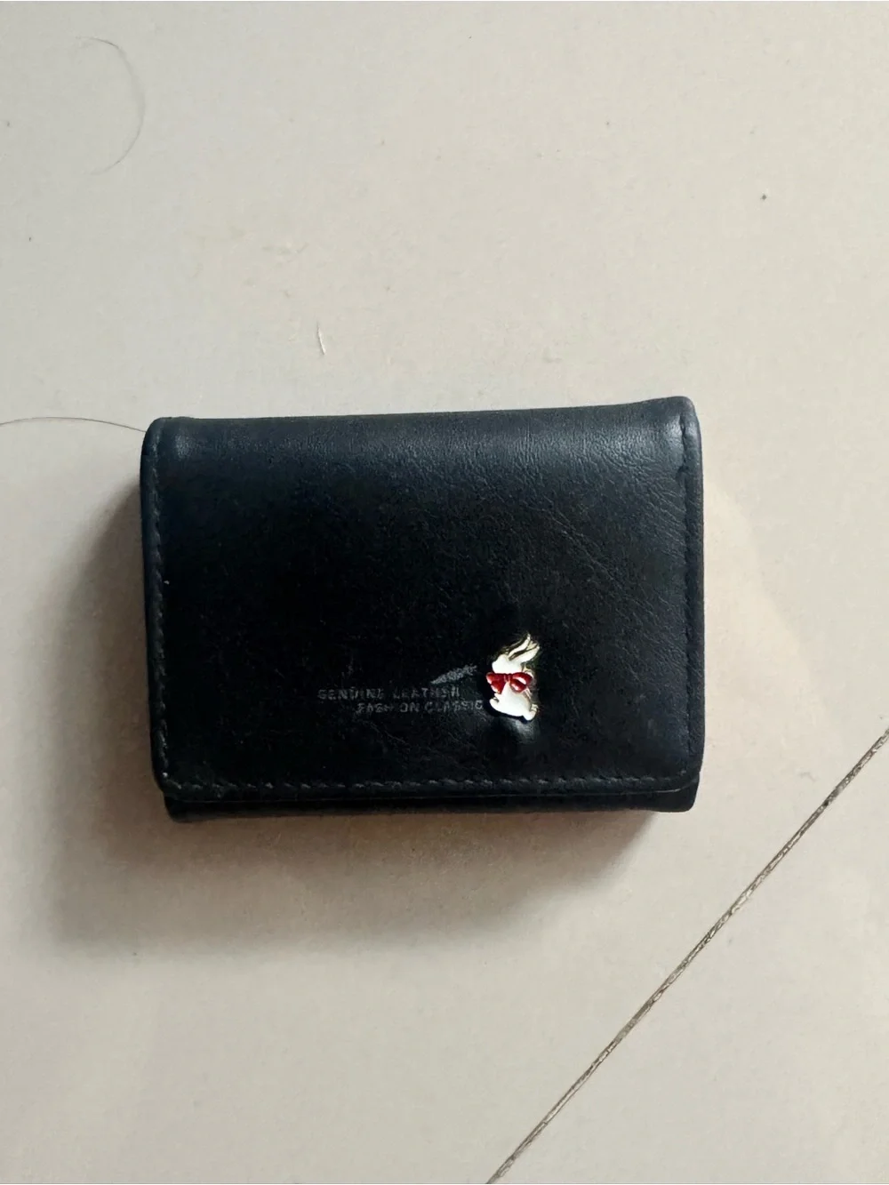 Genuine Leather Black Men's Wallet with Deer Emblem
